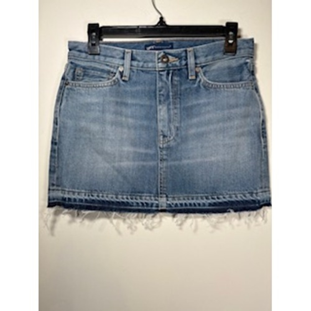 LEVI'S Made & Crafted Mini‎ Skirt 27 Blue Raw Hem Denim Premium Boho Festival